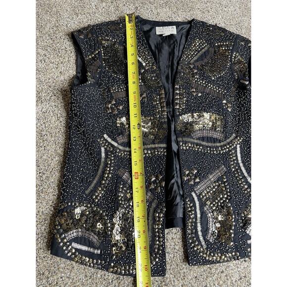 Hinge Womens Sequins Beaded Embellished Sleeveless Vest Metallic Size Small - Picture 4 of 6